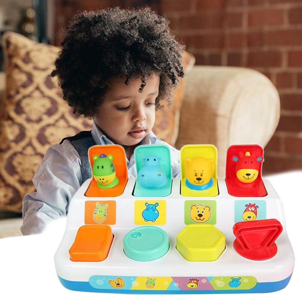 Interactive Pop Up Shape Animals Toy Switch box Button Box Baby Intelligence Push Doll Toy Baby Learning Development Toy game