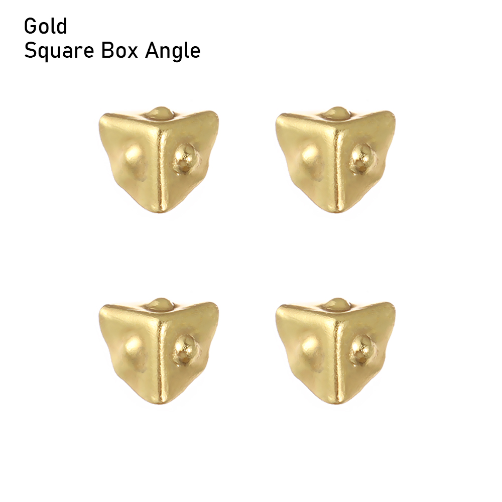 4 pçs/set mini artesanato de metal diy manual boneca sacos mala caixa peças caso protetor canto bagagem tronco caixa bloqueio acessórios: Gold Square