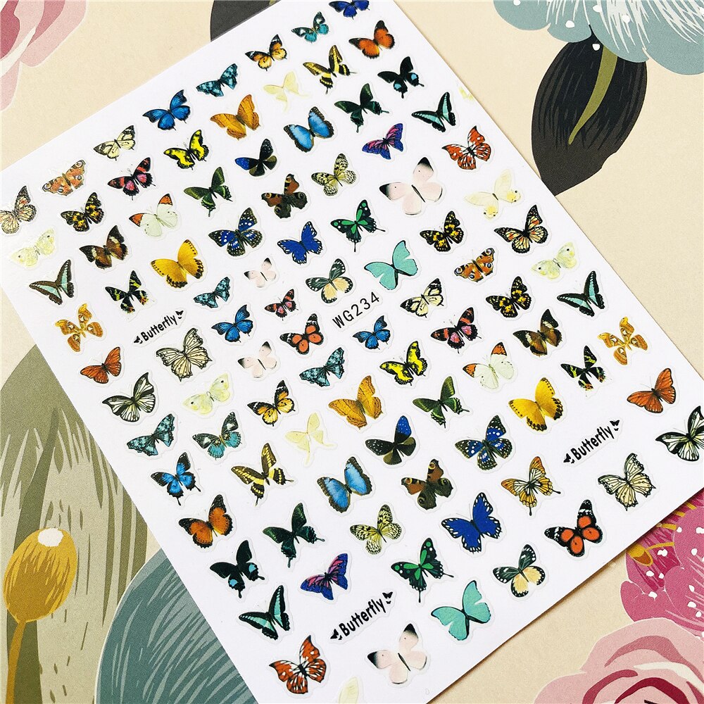 Wg -231-234 prachtige vlinder fantasie 3d lijm op de achterkant nagel sticker nagel decoratie nagel kunst nagel gereedschap nagel ornament