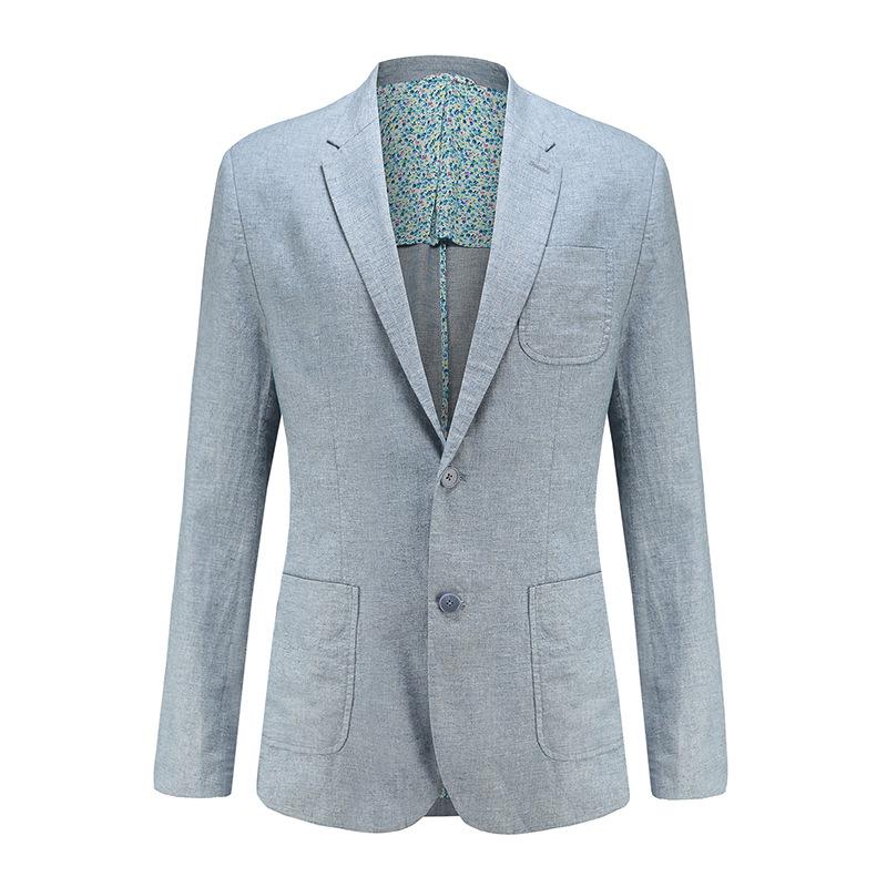 Casual vanlig vårdress herre lin blazer single breasted koreansk versjon turn krage pluss størrelse m-xxxl: Lyse blå / Xxl