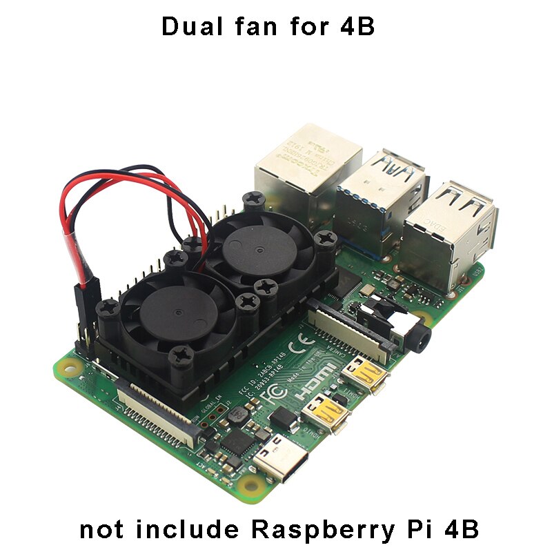 Dual Fan with Heat Sink Ultimate Double Cooling Fans Cooler for Raspberry Pi 4B