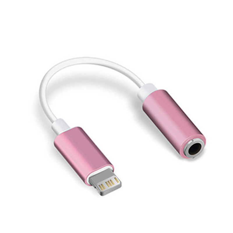 Adaptateur de casque pour IOS, séparateur Audio Aux pour IPhone 13 12 11X8 7 Plus, adaptateur d&#39;éclairage à 3.5mm, câble de prise d&#39;écouteurs: Rose