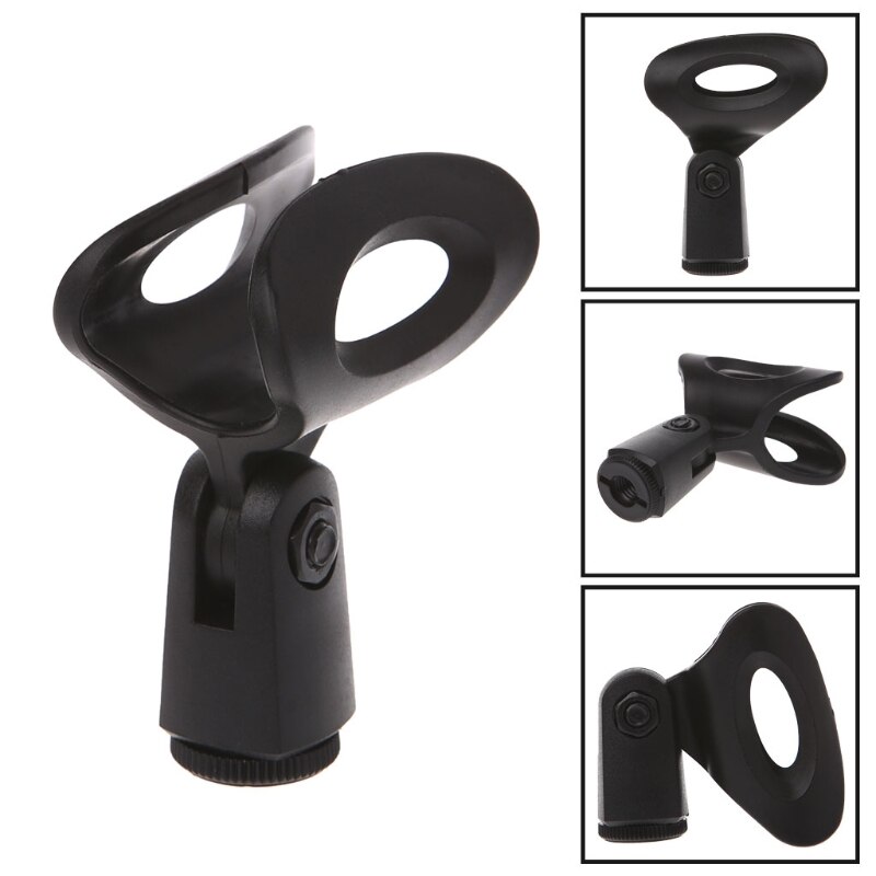 Fleksibel mikrofon mikrofon stativ tilbehør plast klemme clip holder montering sort støtte