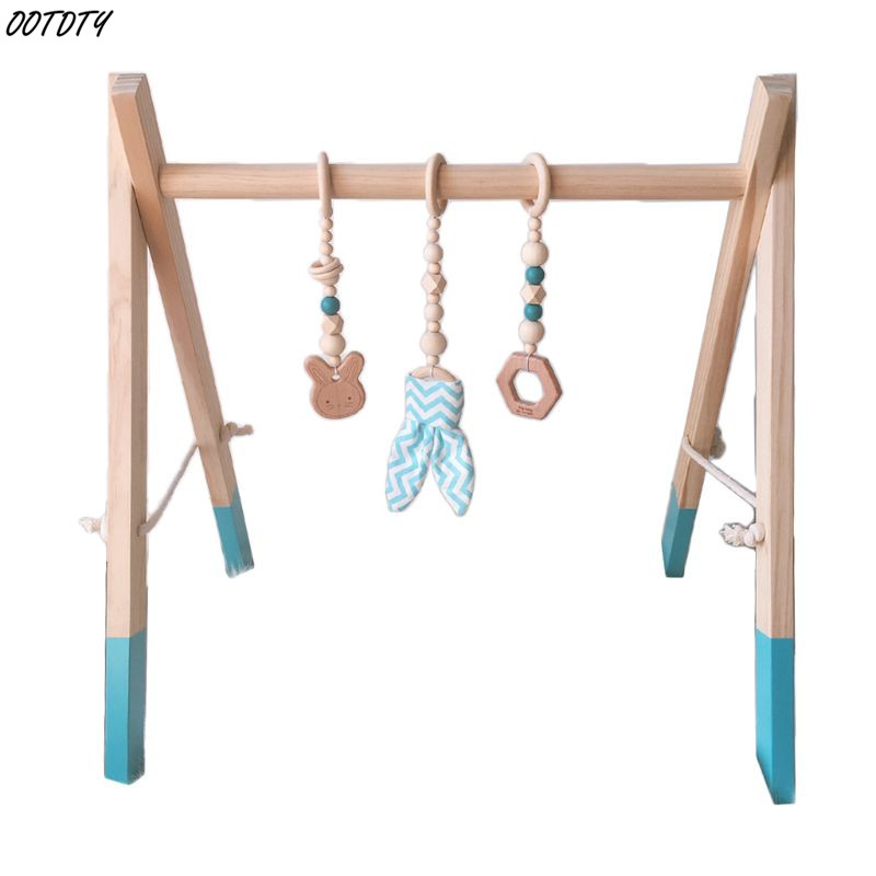 1einstellen nordisch Karikatur Baby Holz Kaninchen Ohr Spielzeug Anhänger Fitnessstudio Fitness Gestell Bausätze P31B: Blau