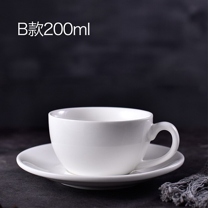 pure white simple coffee cup and saucer set ceramic cup tableware household coffee cup: 200ML