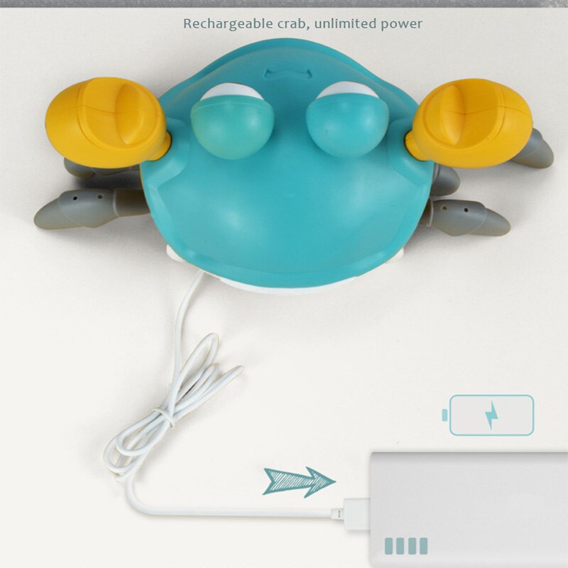 Strange-cangrejo eléctrico de inducción automático para niños, juguete para evitar obstáculos, música, carga, novedad