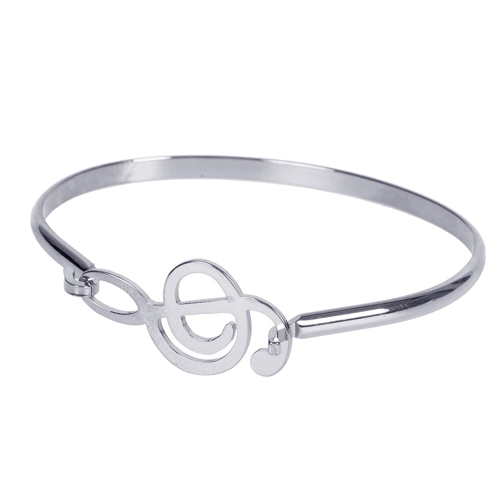 Gouden, zilveren, roestvrijstalen infinity armband met kroon, handbloem, muziek, liefde, punk, dames, vrouwelijke armband, sieraden: Zilveren muzieknoot