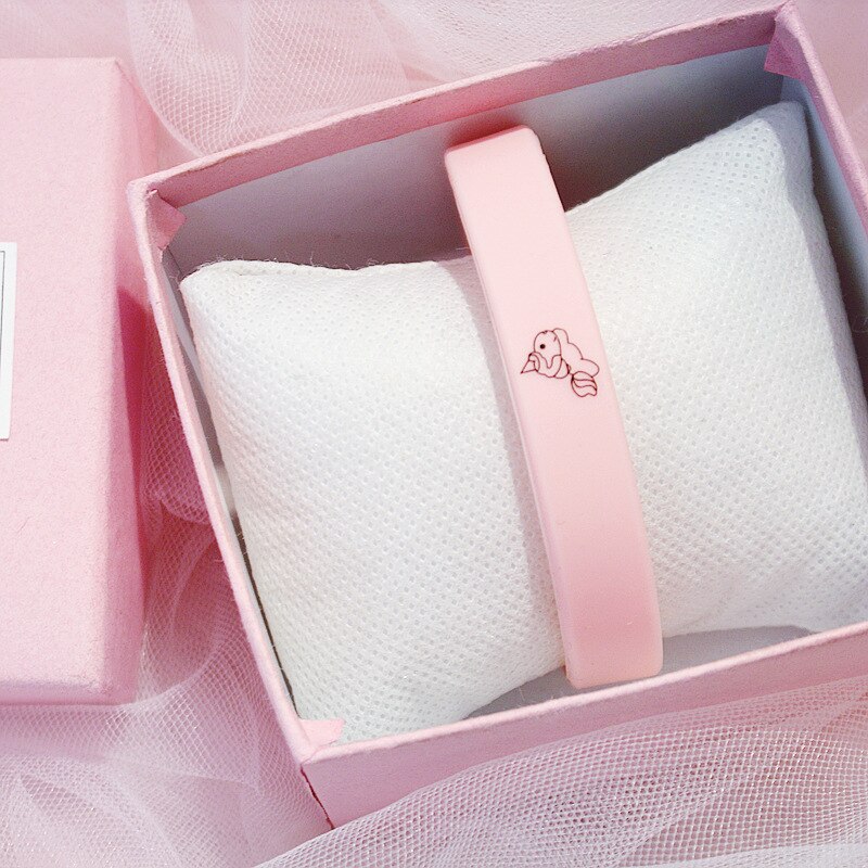 Sport Armband Cartoon EKG Buchstaben Kleine Frische und Einfache Silikon Männliche und Weibliche Studenten Freundinnen Paar Schmuck Trend: pink