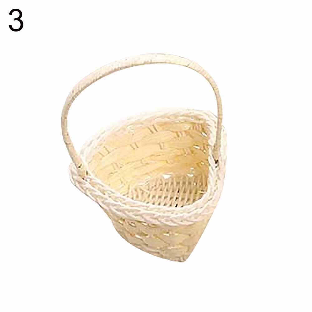 Hand Made Wicker Basket Wicker Flower Basket Shopping Storage Hamper and Handle Wooden Wicker Picnic Basket Fruit Basket: Heart