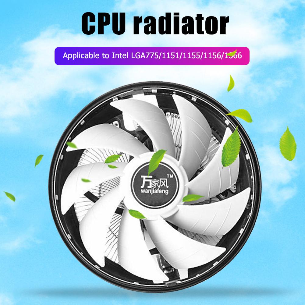 CPU Cooling Fan RGB LED Lighting 4 Pin Air Cooler Quiet Radiator for Intel LGA775/1151/1155/1156/1366 Cooling System
