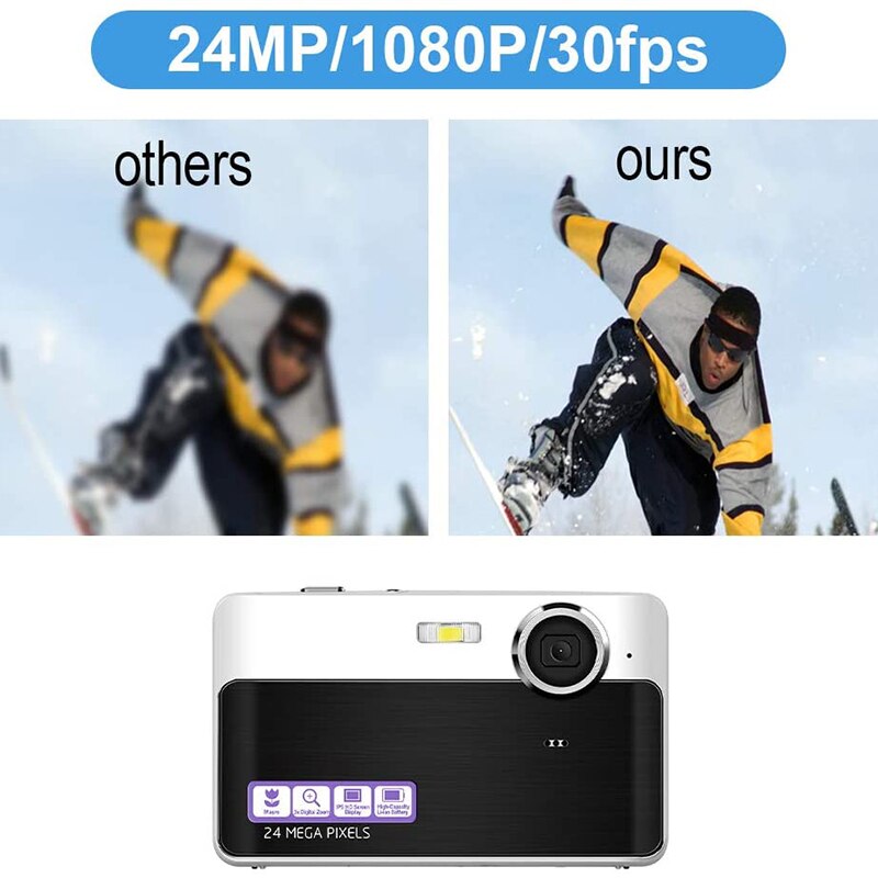 Digital Camera Mini Video Camera Point and Shoot Camera 2.4Inch 24 MP HD Students Digital Camera for Kids Teenagers
