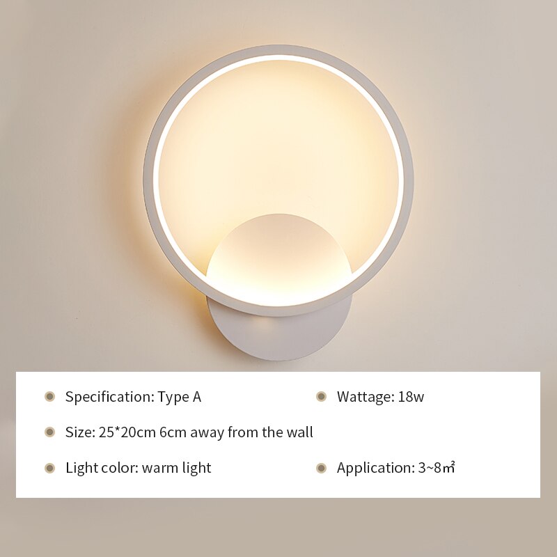 ledet vegglampe moderne stue soverom nattbord hvit ledet lampett sirkel gevir plommeblomst midtgang korridor vegglampe: Skriv vertshus a / Varm hvit