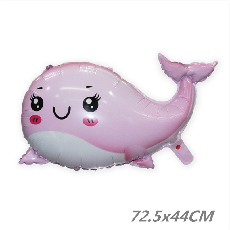 Globos decorativos para de cumpleaños de niños, película de aluminio de animales marinos, bonitos dibujos animados: H