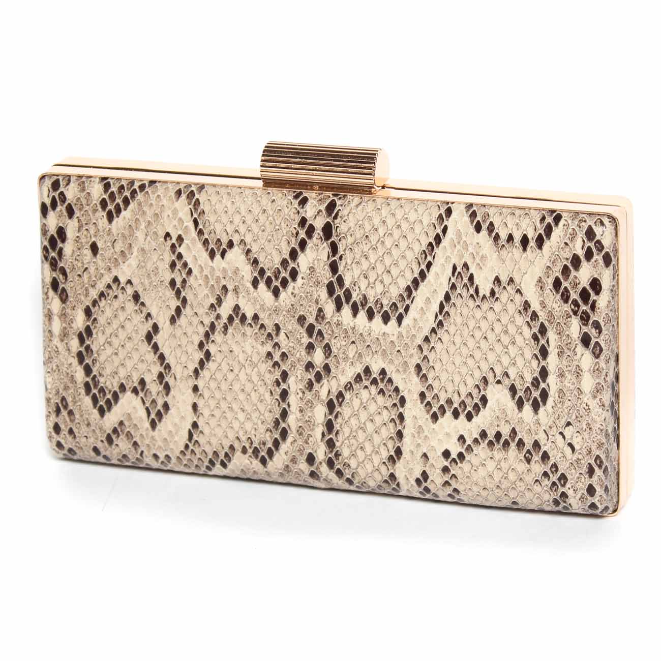 Bolso de para mujer Estampado Serpiente AnimalPrint bolsos de mujer Cadena para Llevarlo Modo Bandolera: Beige