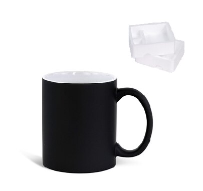 Blank 350ML 12oz Ceramic Magic Mug without Printing for Sublimation use: C-Handle Black