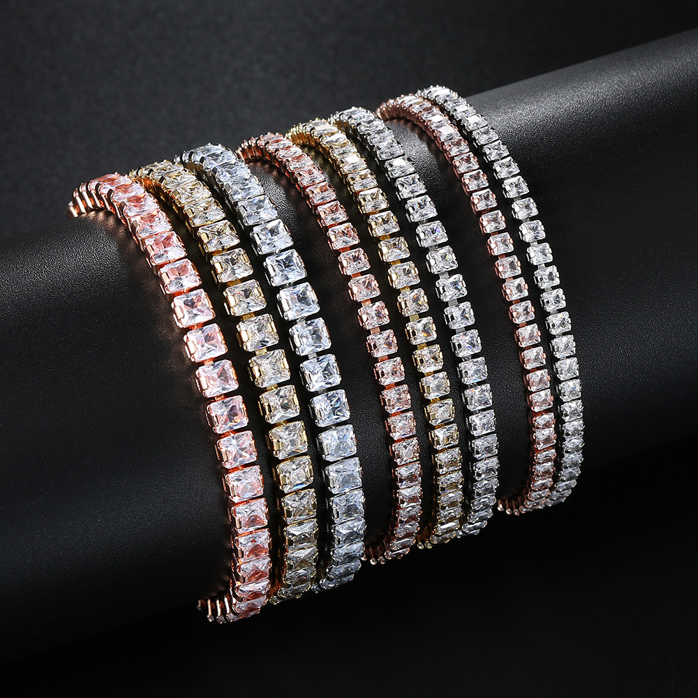 Adjustable Squares 3/4mm AAA+CZ Tennis Bracelets for Women Shiny Crystal Short Chain on Hand Sexy Accessories Jewelry