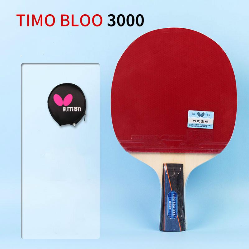 Butterfly 1000 2000 3000 bordtennisracket med gummipingispaddel kort handtag tennisbordsracket långt handtag: 3000 korta