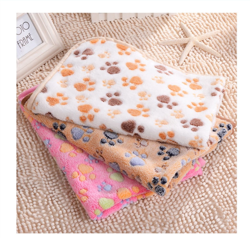Couverture polaire douce pour chien, chat, chiot, motif floral mignon, 3 couleurs , 25 x 25cm , 40 x 60cm, 76 x 52cm, motif imprimé de pattes, tapis pour animaux de compagnie