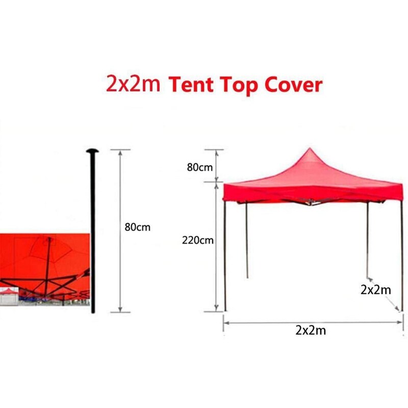 2 x 2m baldakin topdæksel udskiftning fire-hjørnet telt klud foldbar regntæt terrasse pavillon udskiftning rød