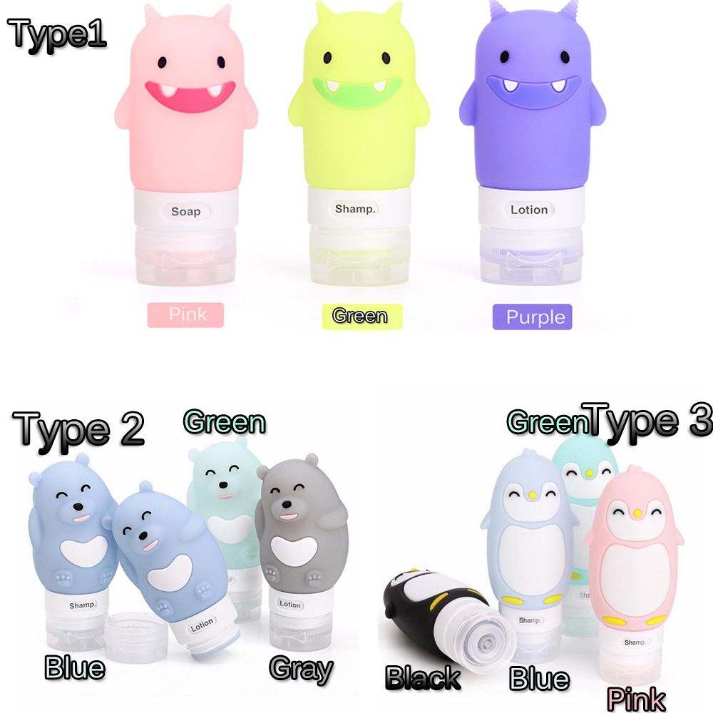 60/80/90 Ml Food-Grade Siliconen Flessen Makeup Shampoo Douchegel Lotion Sub-Bottelen Buis leuke Reizen Squeeze Lege Fles