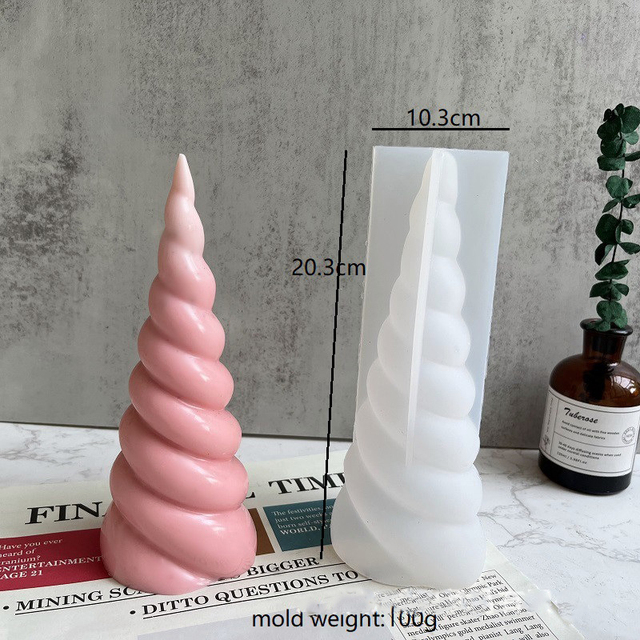 Roterende Lange Wierook Kaars Siliconen Mal Dier Hoorn Spiegel Kaars Gips Decoratie Mold: big