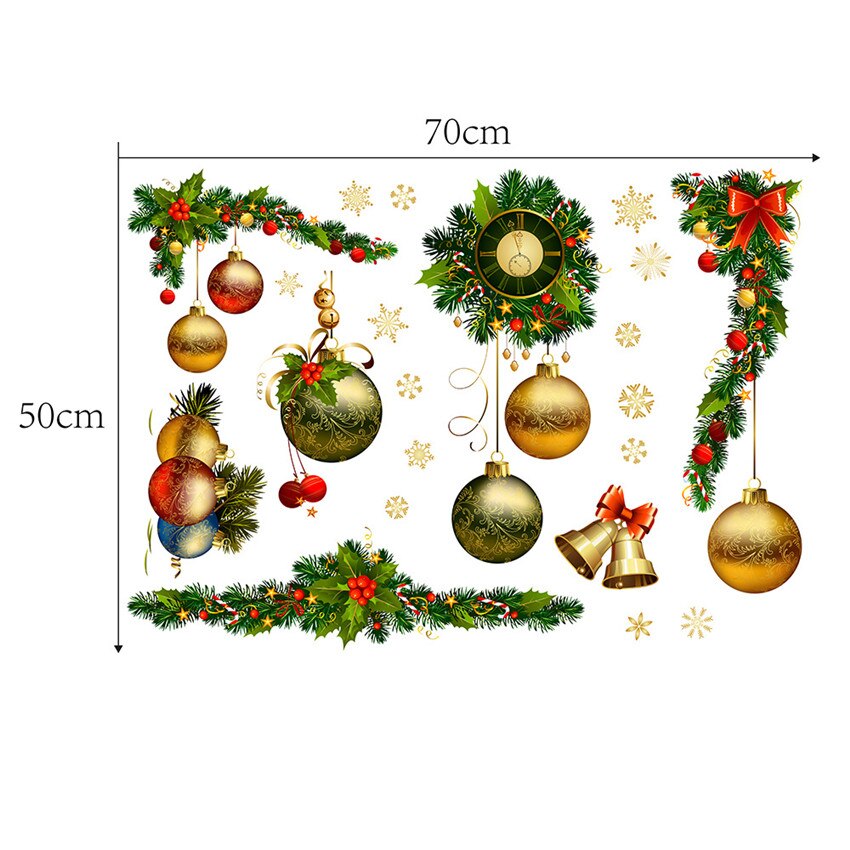 Christmas Balls Wall Stickers Window Glass door Festival Decals Christmas tree garland Murals Year Decorations Stickers