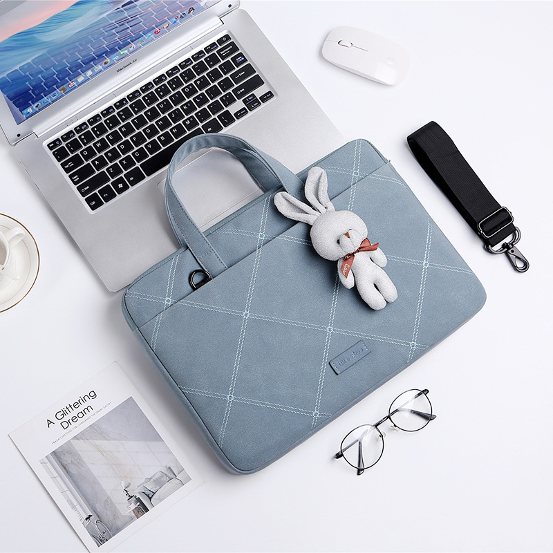 Modische Laptoptasche, Handtasche aus mattiertem Stoff, 13-Zoll-Innenfach, 15,6 Zoll 14 Zoll Einzelschulter