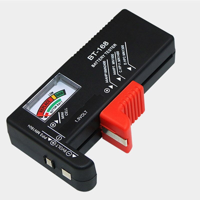 Digital Battery Tester Voltmeter AA/AAA/C/D/9V/1.5V Batteries Button Battery Volt Tester LCD Display Battery Diagnostic Tool: BT-168