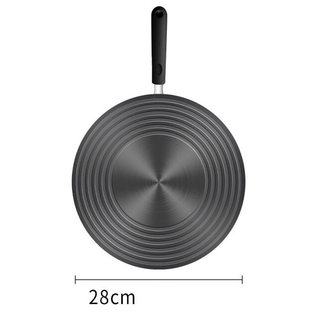 Difusor de calor para estufa de Gas, placa de conducción de calor de acero inoxidable, antiquemaduras, negra, descongelación, Protector de utensilios de cocina: 28cm with handle