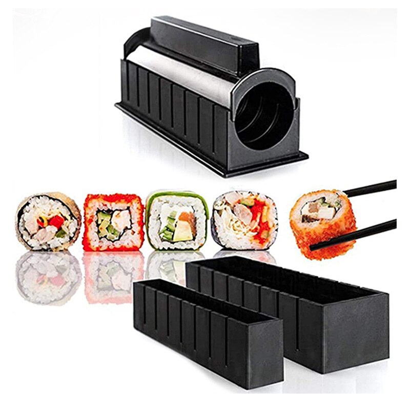 Sushi Maker Kit Sushi Rice Roller Rice Mold Nori Seaweed Meat Rolling DIY Bento Tool Kitchen Homemade Sushi Accessories: Round Set of 3