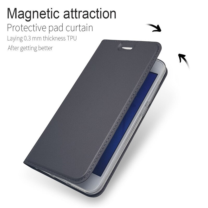 Capa de couro pu para celular huawei honor 6a, capa com flip magnético para huawei honor 6a 6x capa carteira de luxo