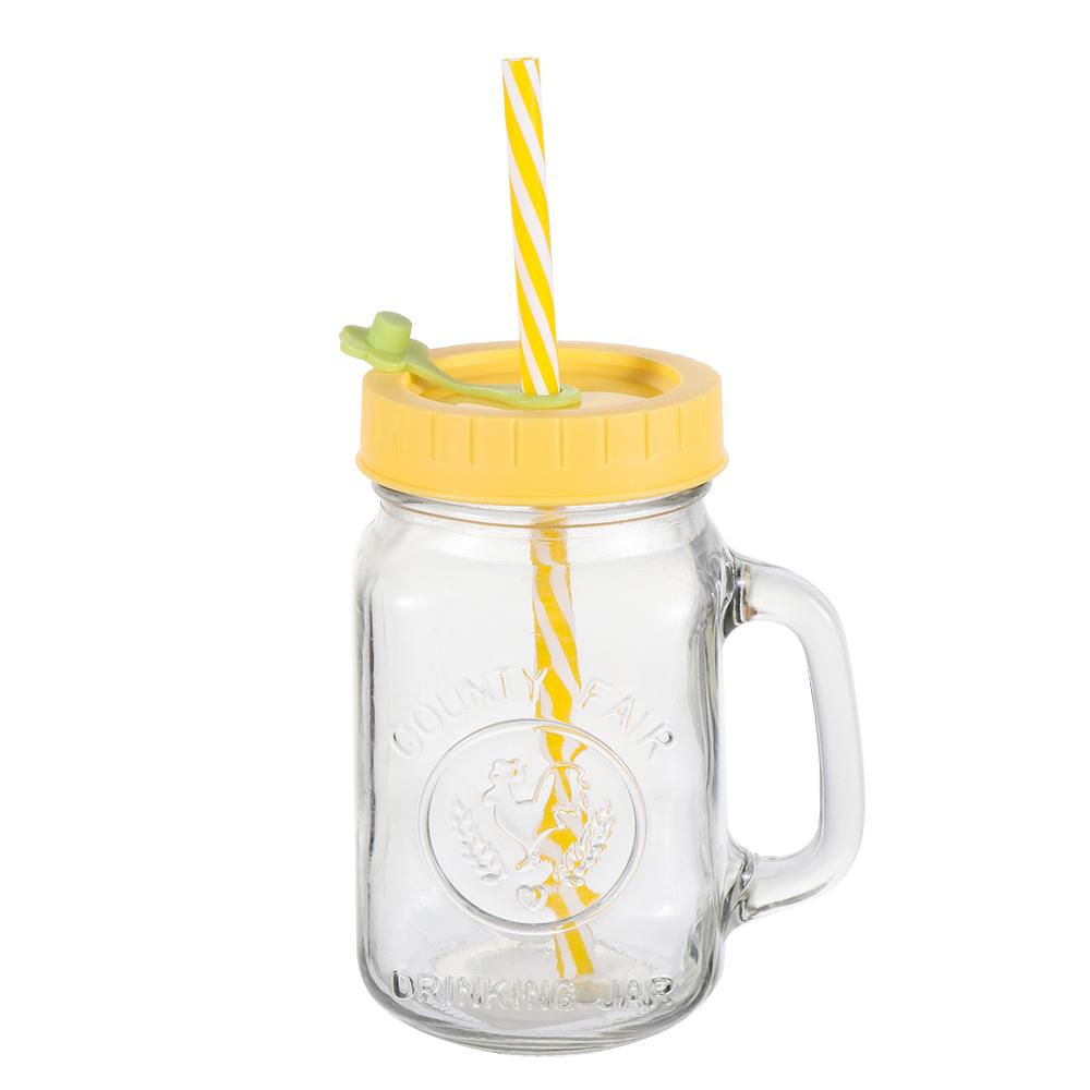 Cute Plastic Mason Jar Lids With Straw Hole Leak-Proof Jar Caps Food Storage Canning Lids Kitchen & Dining Supplies