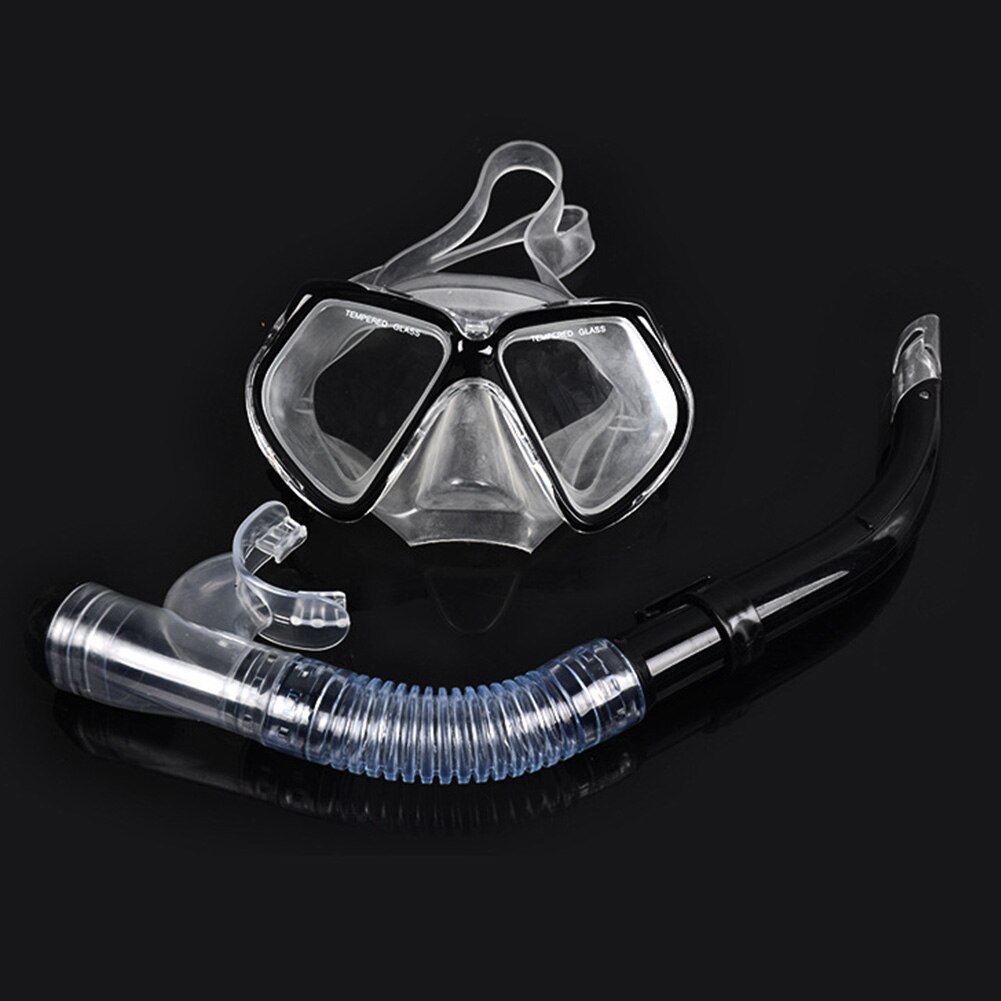 Adjustable Strap Diving Mask Tool Dive Equipment Set Kit Scuba Gear Automatic Buckle Accessories Dry Snorkel Under Water: Black
