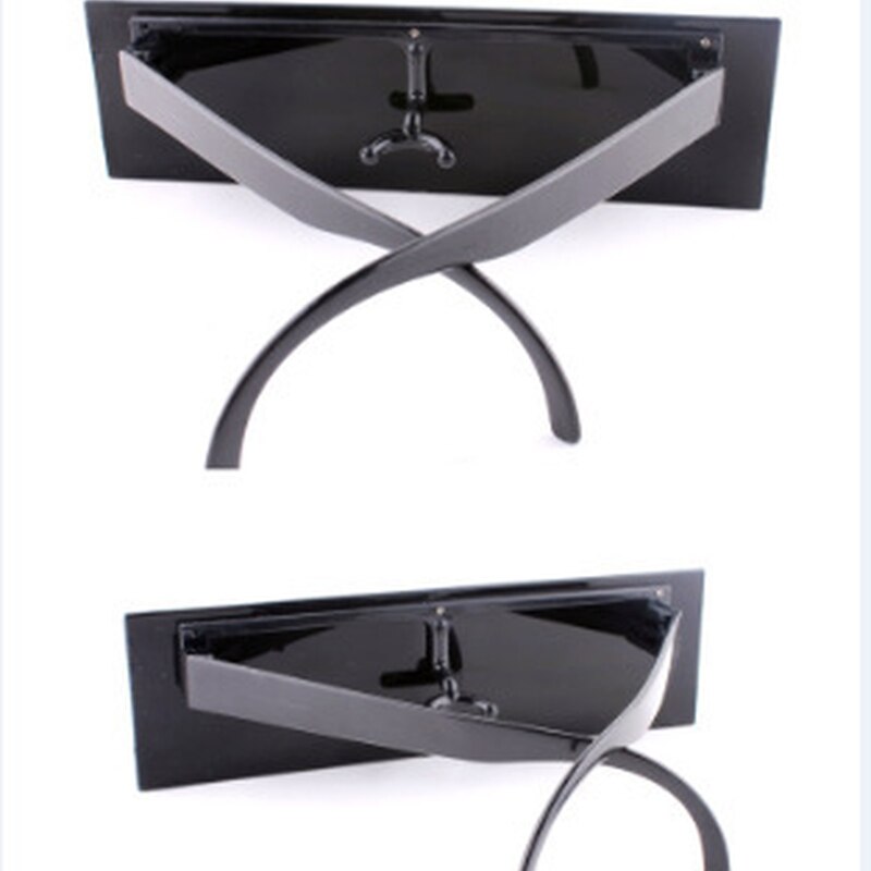 Lunettes de soleil à balayage futuriste pour hommes et femmes, noires, à dessus plat, rectangulaires, de fête, bal, grande monture, unisexe