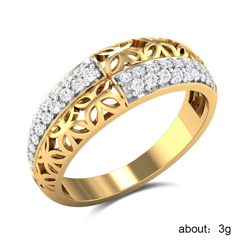 Huitan Creatieve Ring Band Twee-Tone Anniversary Ring Voor Vrouwen Met Heldere Steen Jaar Cadeau Voor beste Vriend