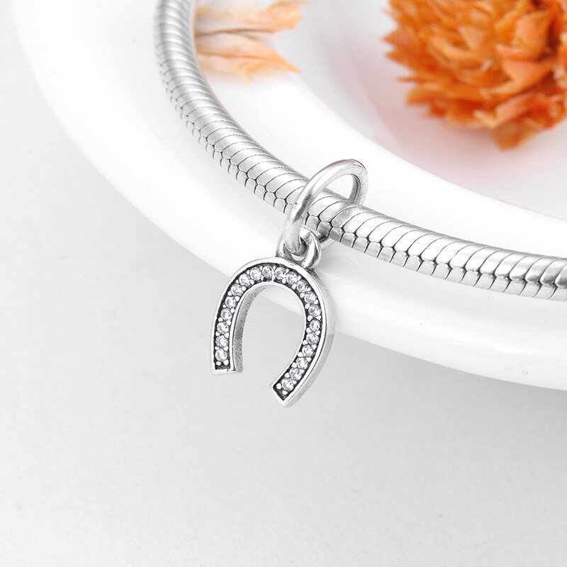 925 sterling silver u form cz hål hästsko fina berlocker för smycken att passa original fint halsband armband