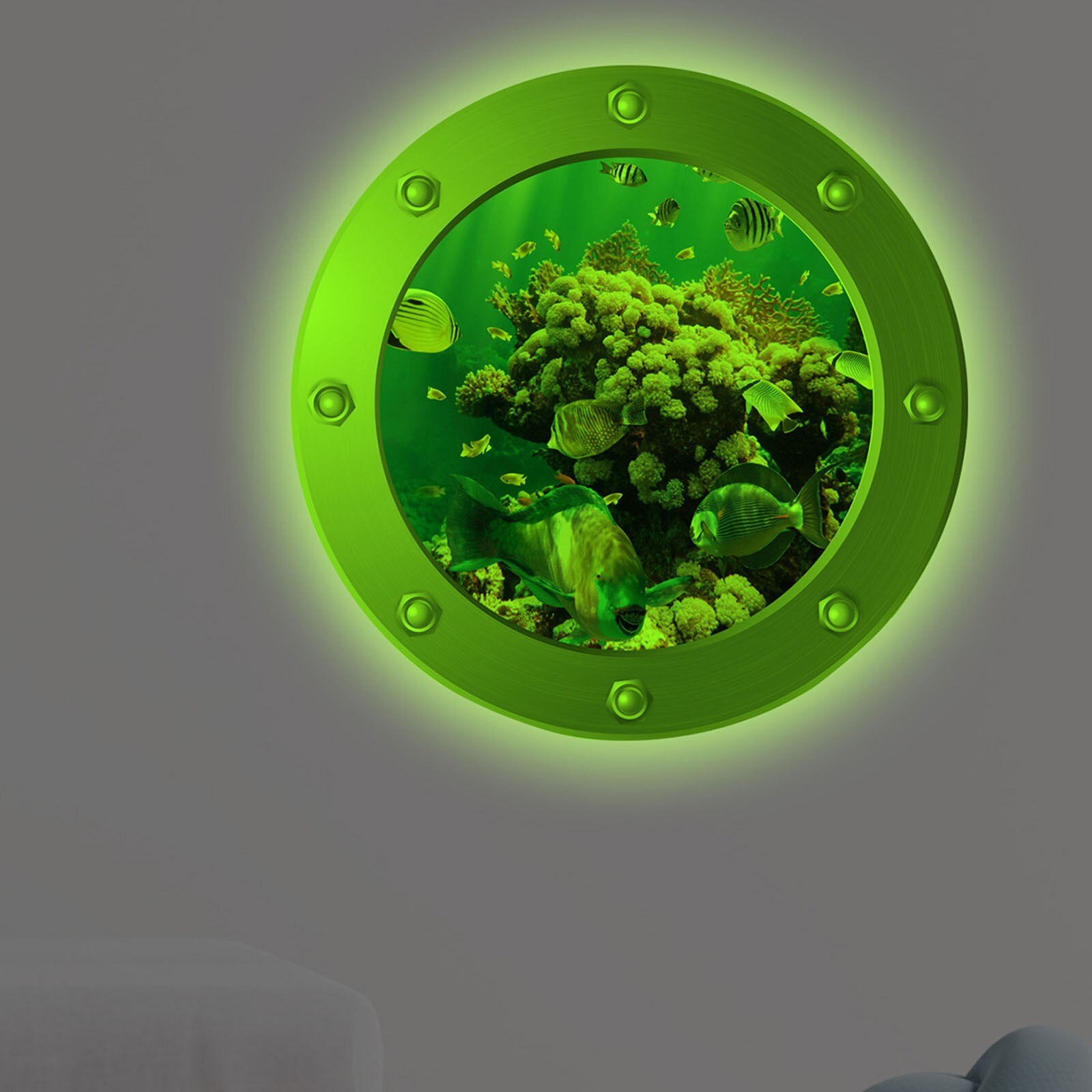 Kakuder Lichtgevende Onderwater Wereld Nep Hatch Deur Muurstickers Creatieve Decor Raam Plakken Stickers Vinilo Decorativo Pegatinas