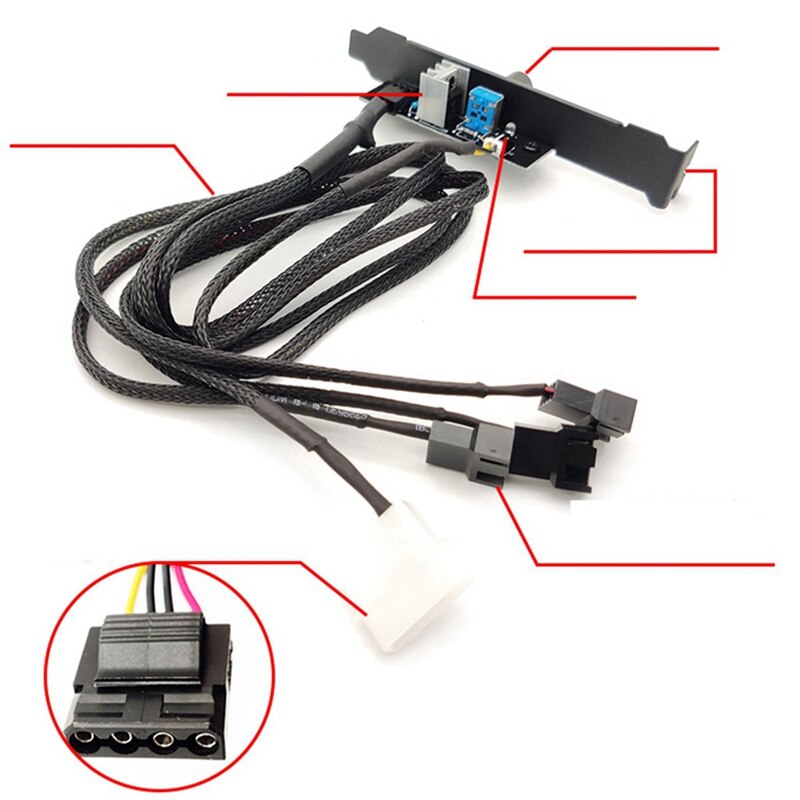 3 Channels PC Cooler Cooling Fan Speed Controller For CPU Case Fan For PCI Temperature Control Regulation 12V 3Pin/4Pin