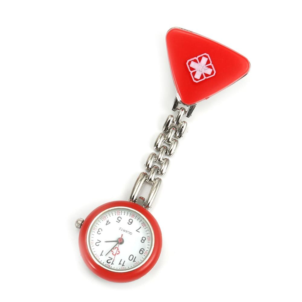 Verpleegster Horloge Ronde Rode Kruis Hanger Met Clip Opknoping Effen Kleur Doctor Verpleegkundigen Medische Mode Draagbare Zakhorloge 6 Kleuren: Rood