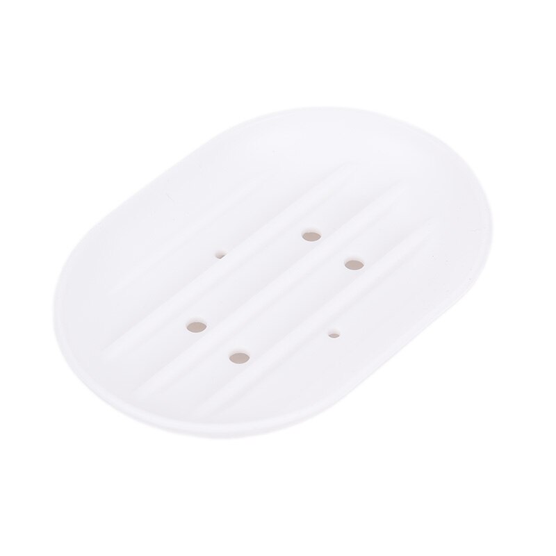 1pc Silicone Flexible Soap Dish Plate Bathroom Soap Holder Travel Holder Dish Candy Color Bathroom Soap Dish: white