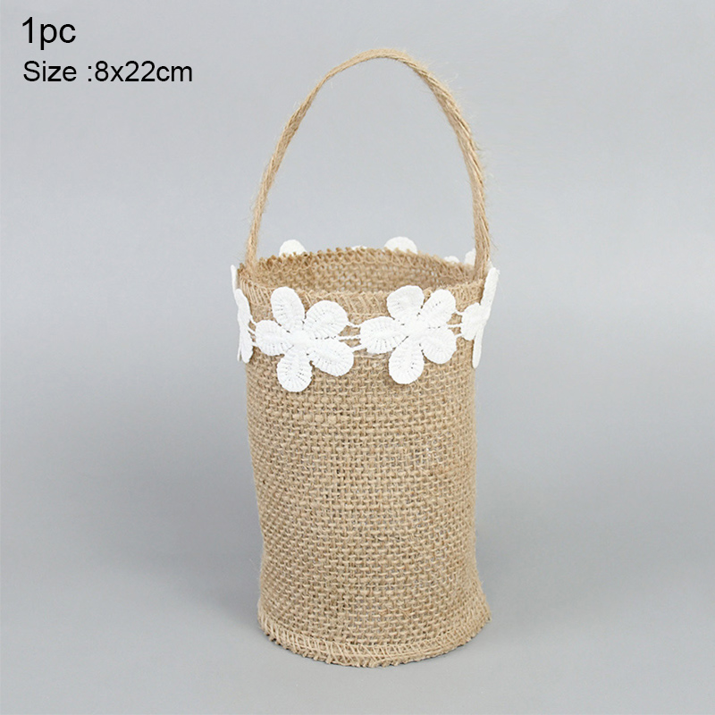 1pc White Wedding Flower Basket Lace Pearl Rhinestone Flower Petal Confetti Girls Basket For Wedding Engagement Party Decoration: Clear
