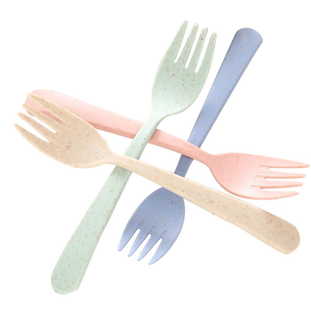 Portable Wheat Straw Cutlery Travel Fork Chopstick Spoon Camping Picnic Set