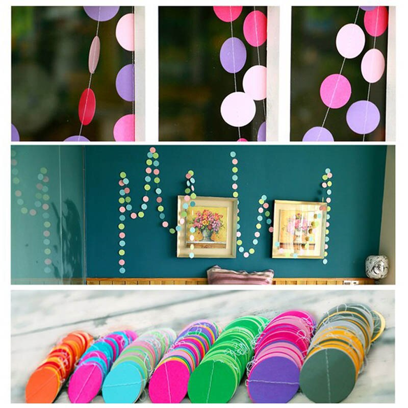 2 pçs/lote 4 M Comprimento Bonito Rodada Colorido Quarto Casamento Decoração Do Partido Guirlanda De Papel Lahua Hoom Parede Deco Bandeira Colorida cortina
