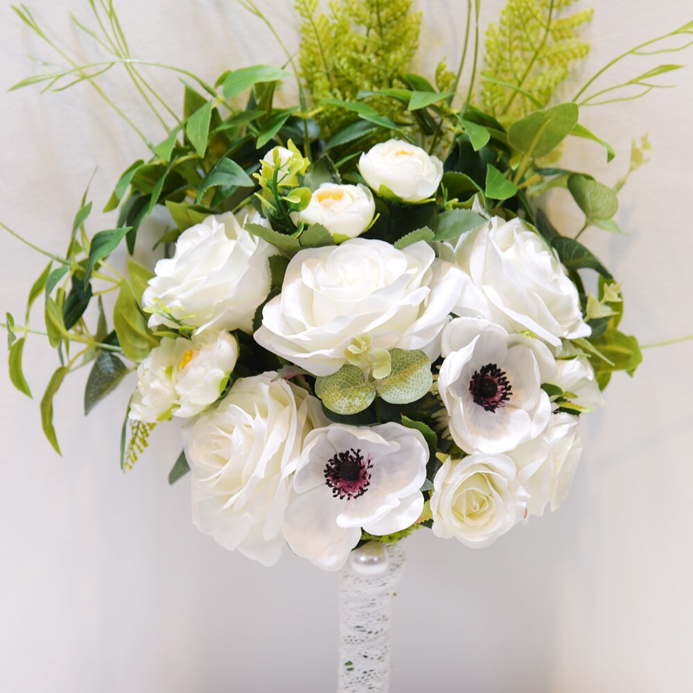 Hvit kunstig brudebukett brudepikebukett bryllupsbukett bukett mariage ramo de novia bryllupsblomst brudeblomst