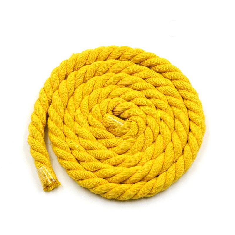 Cordon tordus en coton 100% 3 parts | 10 mètres 12mm, corde décorative artisanale en coton pour sac, ceinture, accessoires de couture: Yellow