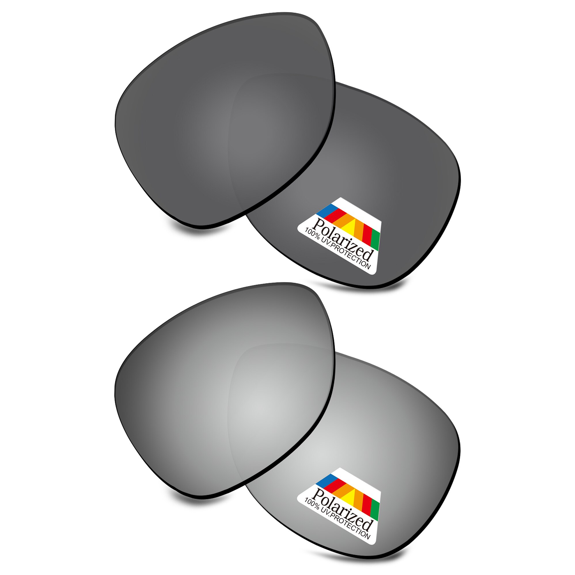 Bwake 2 Pairs Schwarz &amp; Silber Polarisierte Ersatz Linsen für-Oakley Fadenkreuz OO4060 Sonnenbrille Rahmen