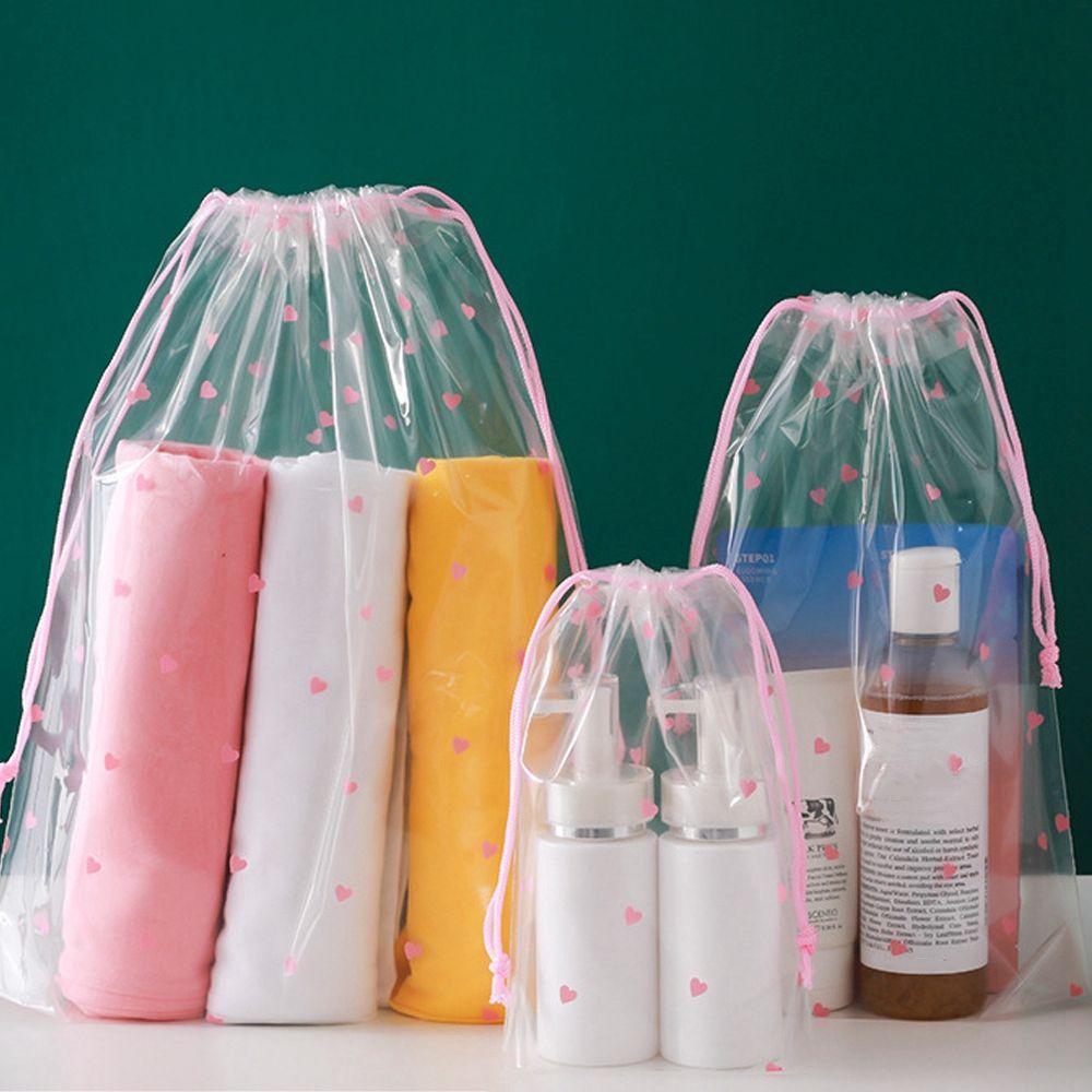 3Pcs Trekkoord Zak Plastic Tasje Scrub Schoenen Reizen Opbergtas Transparante Kleding Sokken Plastic Verpakking Zak: 11