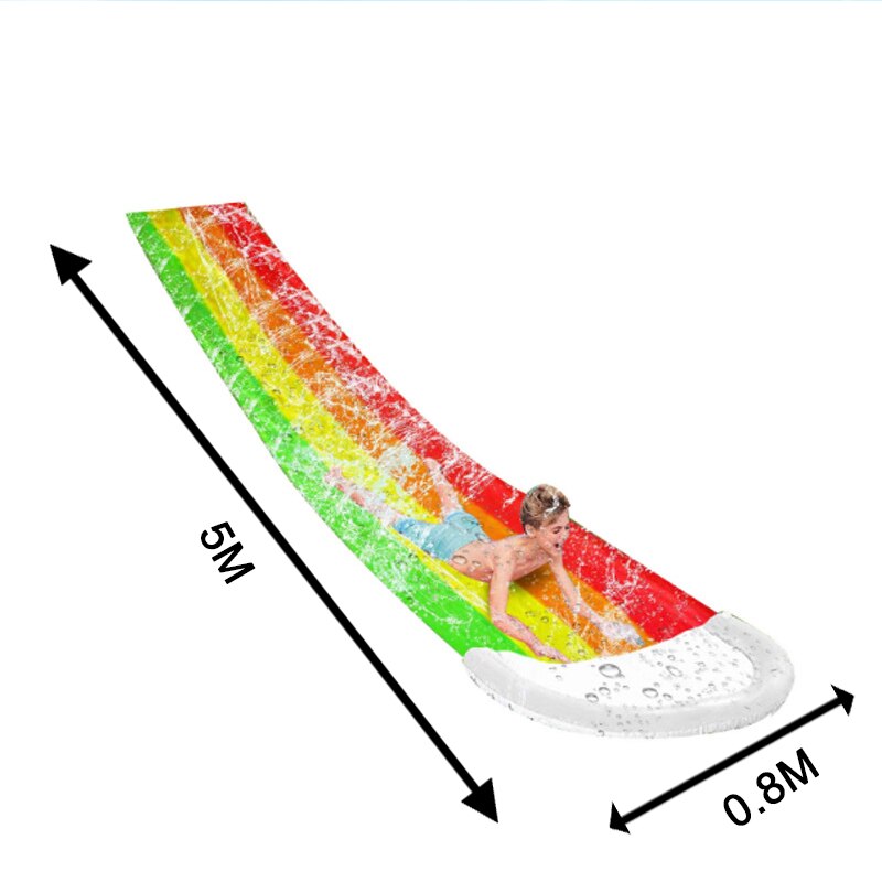 6.1M Dubbele Enkele Opblaasbare Waterglijbaan Mat Zomer Waterskiën Splash Spelen Speelgoed Outdoor Surfplank Zomer Water Games: 5x0.8M