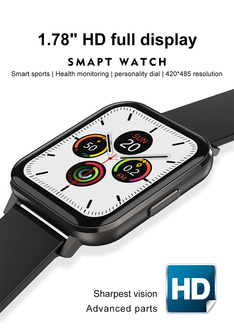 Dtx Smart Horloge IP68 Waterdicht 1.78Inch Grote Scherm Ecg Hartslag Bloeddruk Mannen Vrouwen Smartwatch Voor Ios Android