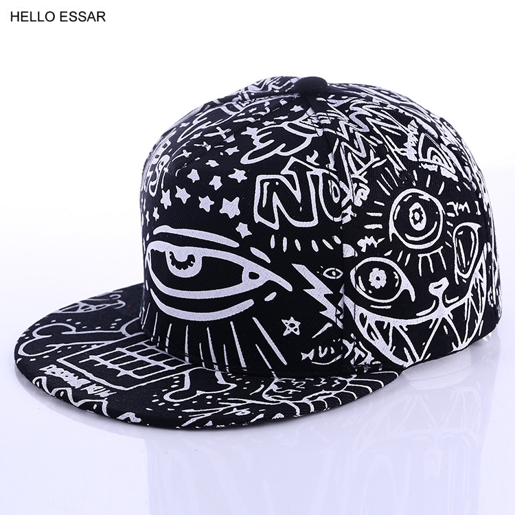 Graffiti øyne lysende cap hip hop cap hatter for menn kvinner vintage flat lue baseball cap 70014